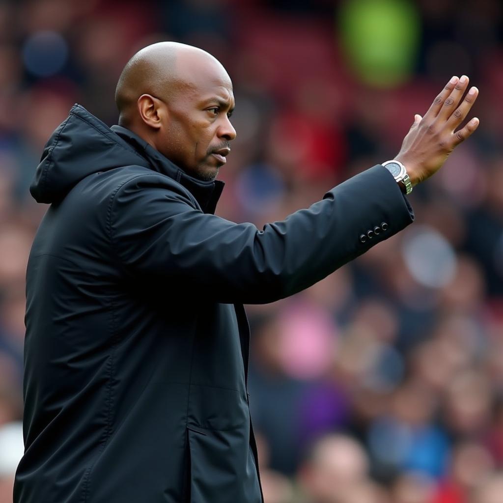 Patrick Vieira managing Crystal Palace from the sidelines