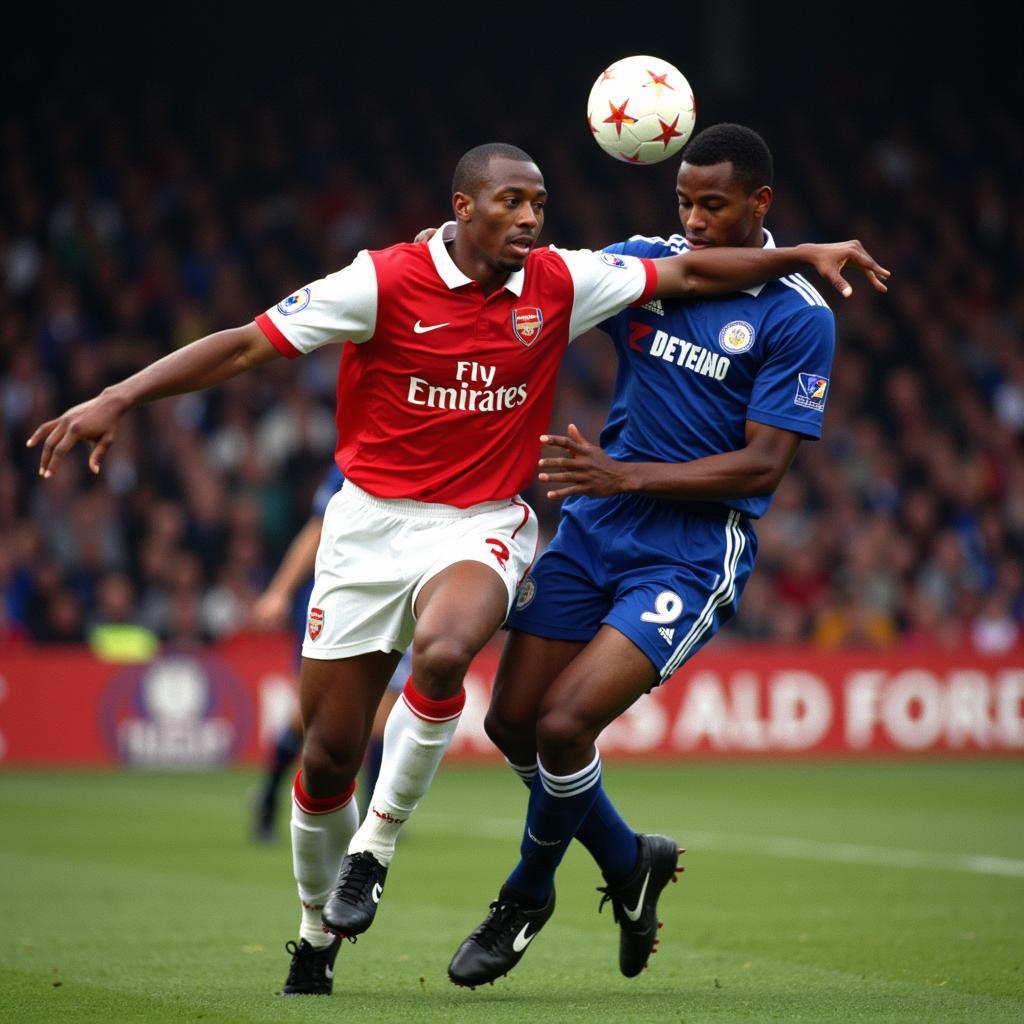 Patrick Vieira commanding the midfield with strength and determination.