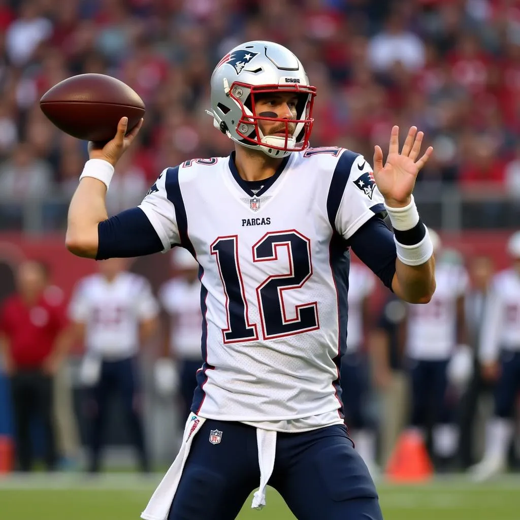 New England Patriots quarterback throwing the ball during a game