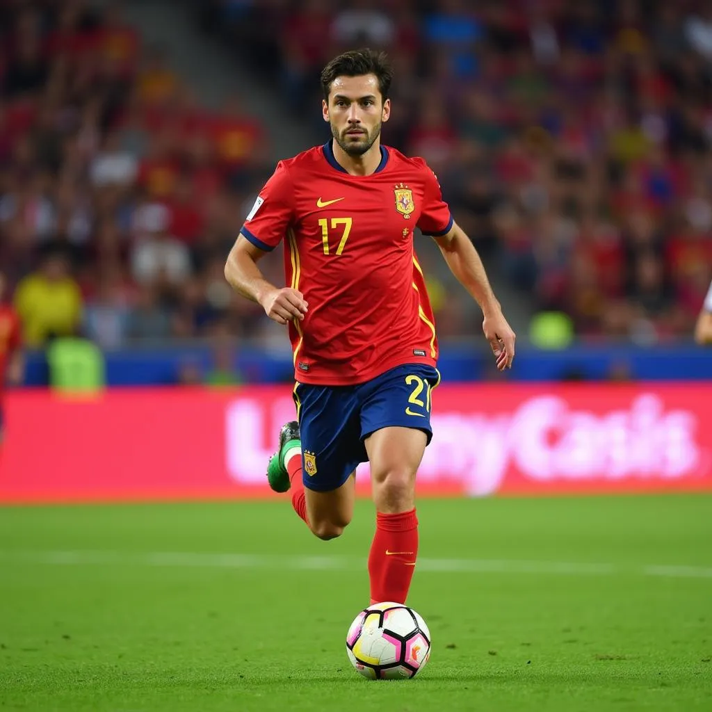 Pau Torres in action for the Spanish national team