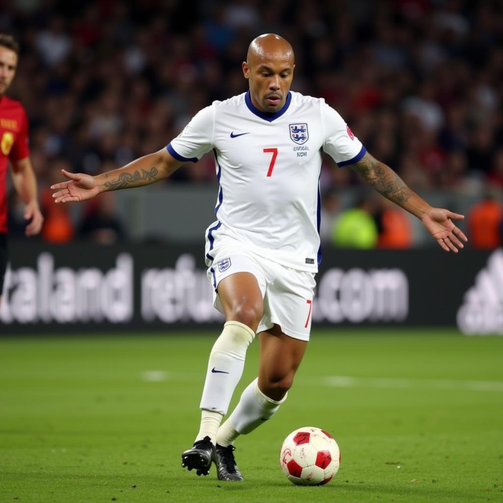 Paul Parker represents England in an international match