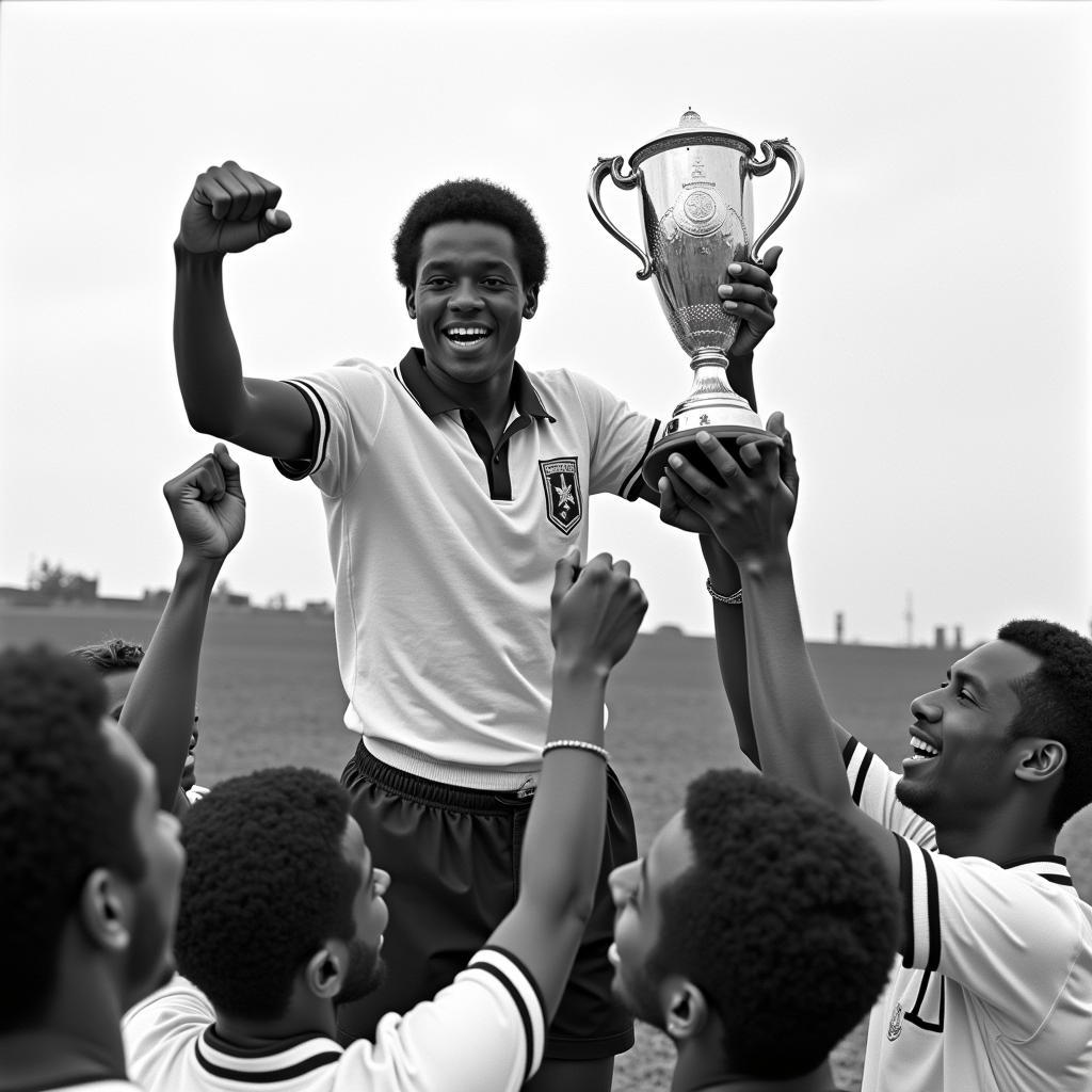 Pelé celebrating Brazil's World Cup victory