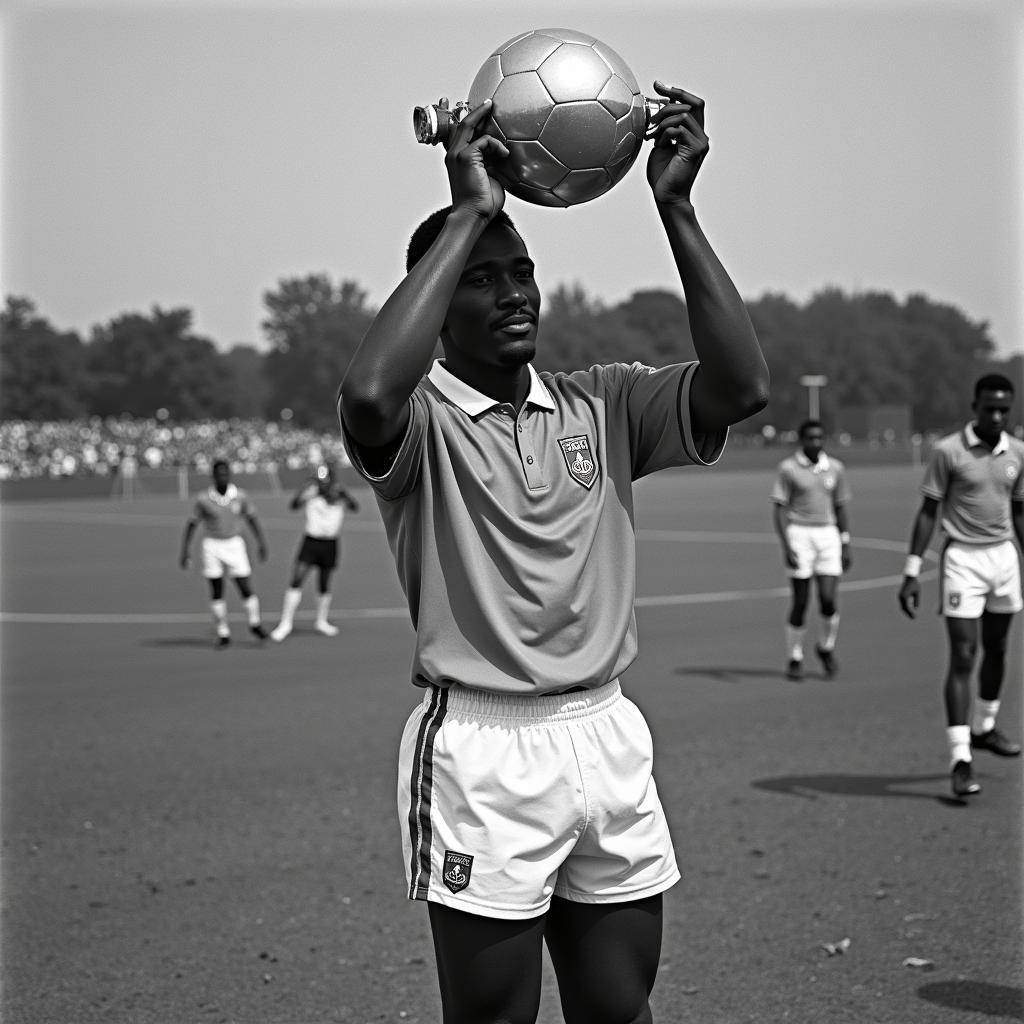 Pelé holding the World Cup trophy