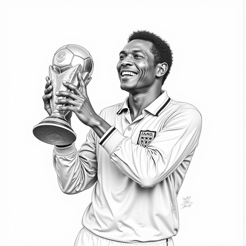 Pelé Pencil Drawing: Celebrating the 1970 World Cup Victory