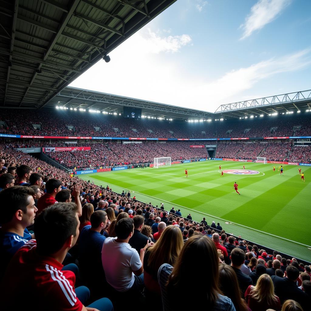 Football stadium crowd during a penalty kick