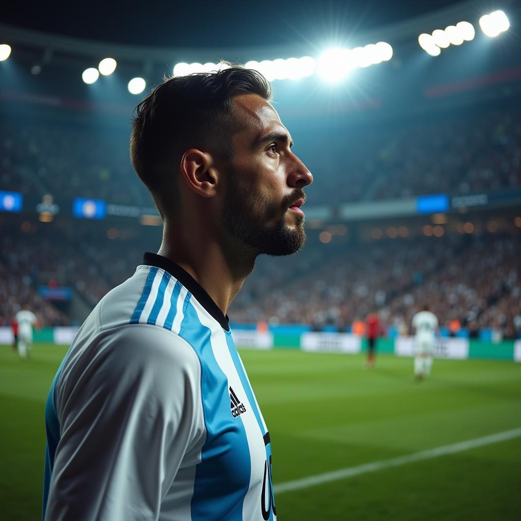 Argentinian player feeling the pressure of a penalty kick