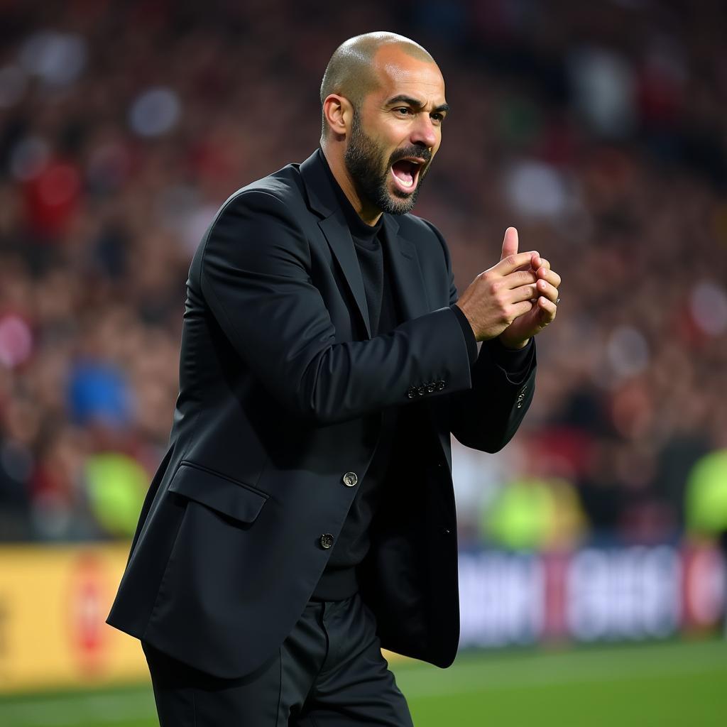 Pep Guardiola giving instructions on the sidelines