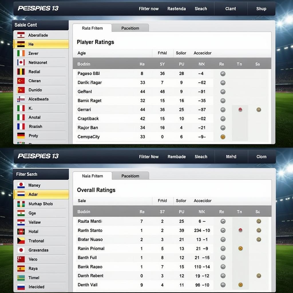 PES 13 Player Search Menu