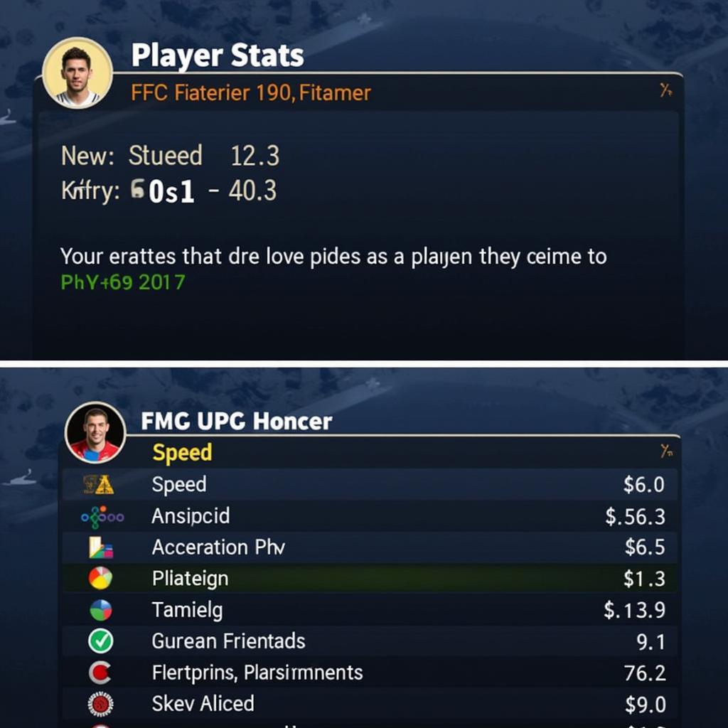 Player stats screen in PES 2017