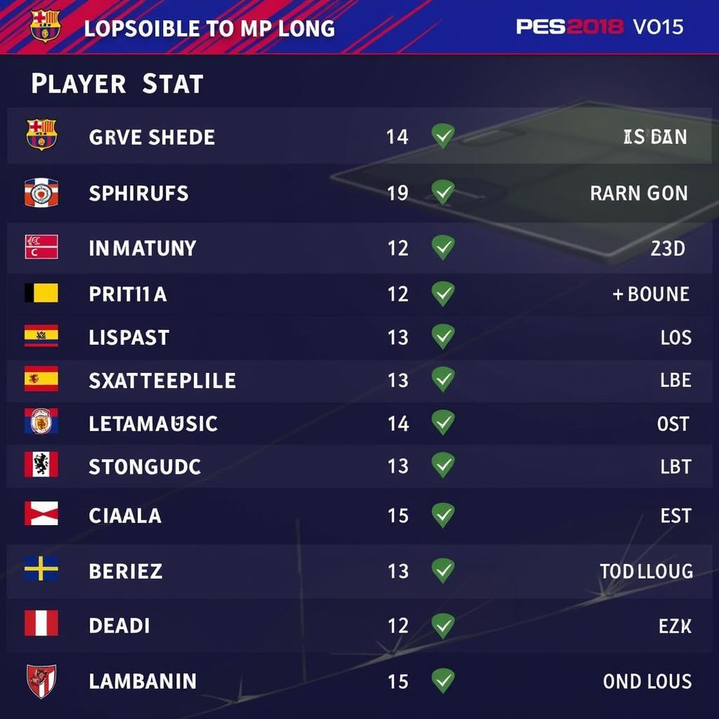 PES 2018 Mobile Player Stats