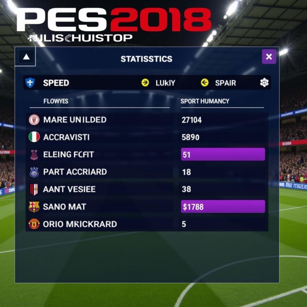 PES 2018 Mobile Player Statistics Screen