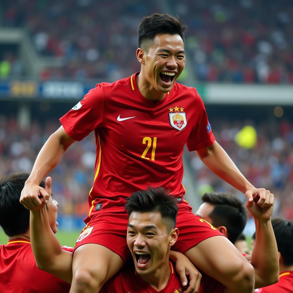 Phan Văn Tài Em celebrating AFF Championship victory