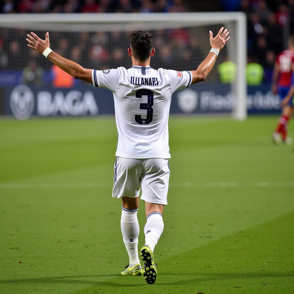 Football Player Celebrating Goal in Daisy Boots