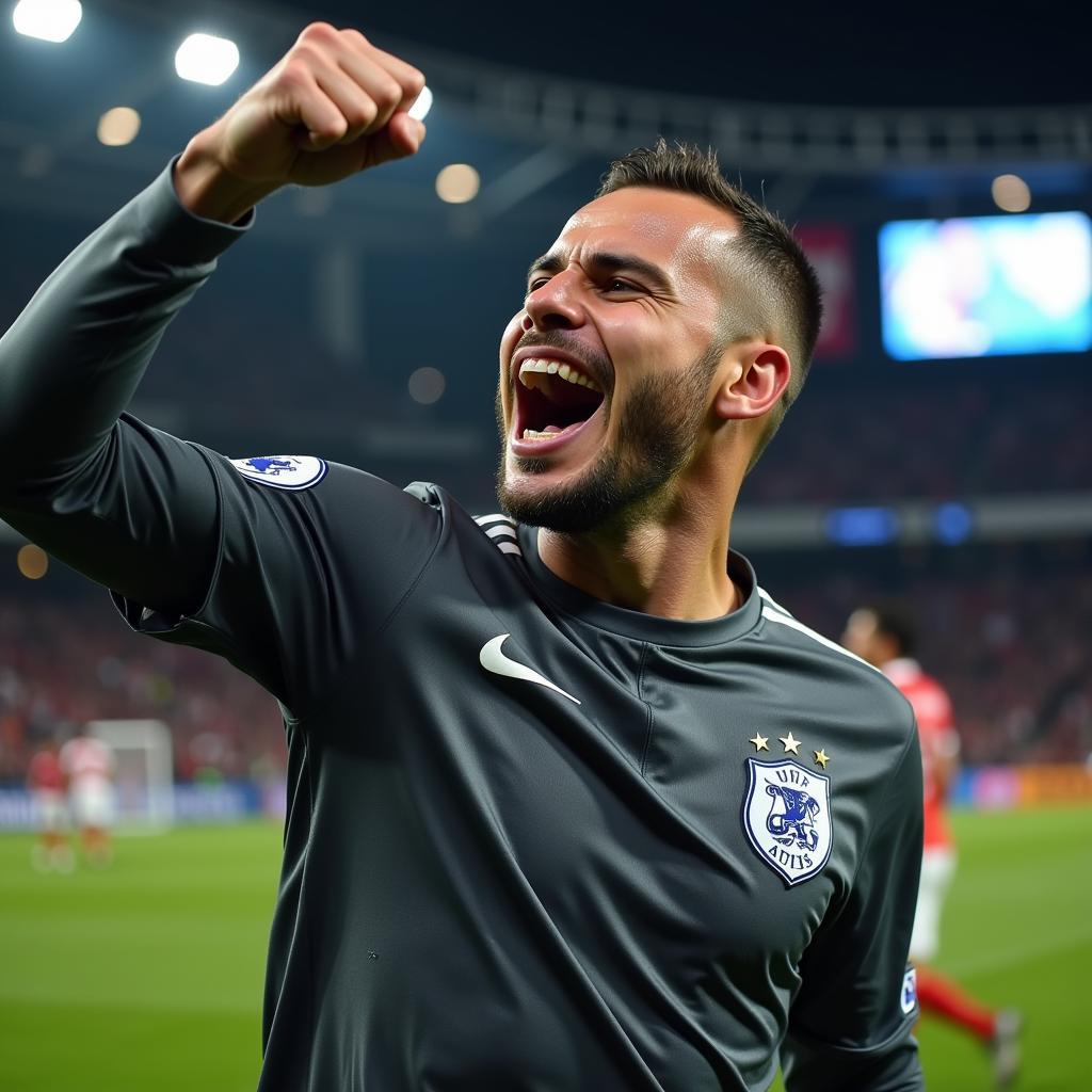 Jubilant Footballer Celebrates a Goal