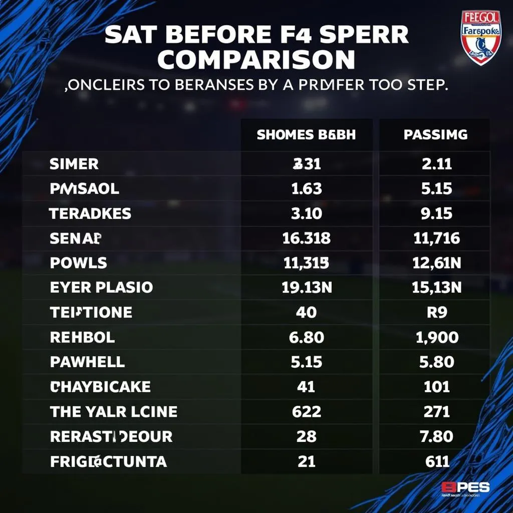 Comparing Player Stats in PES