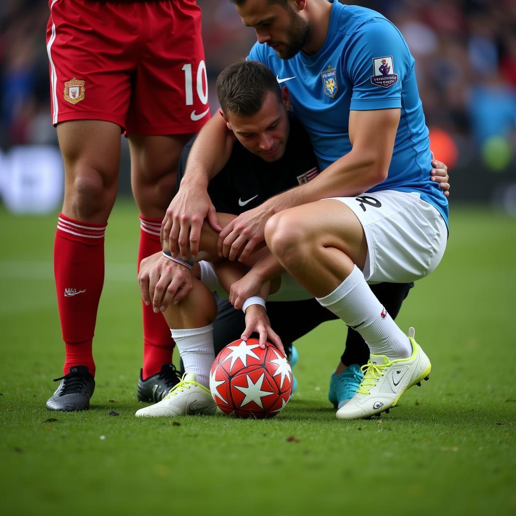 Athlete undergoing physiotherapy