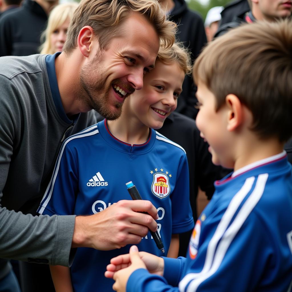 Erling Haaland signs autographs for fans