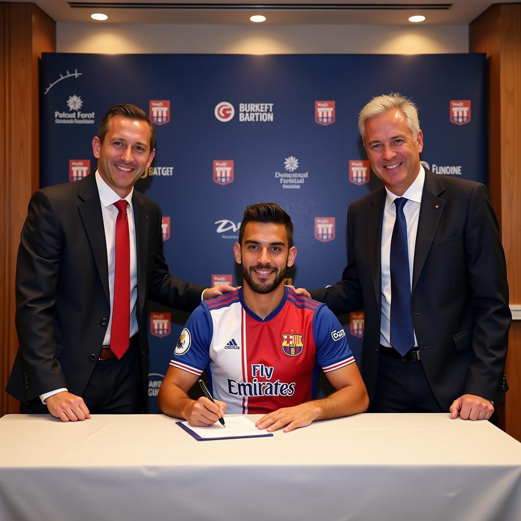 A player signing a new contract.