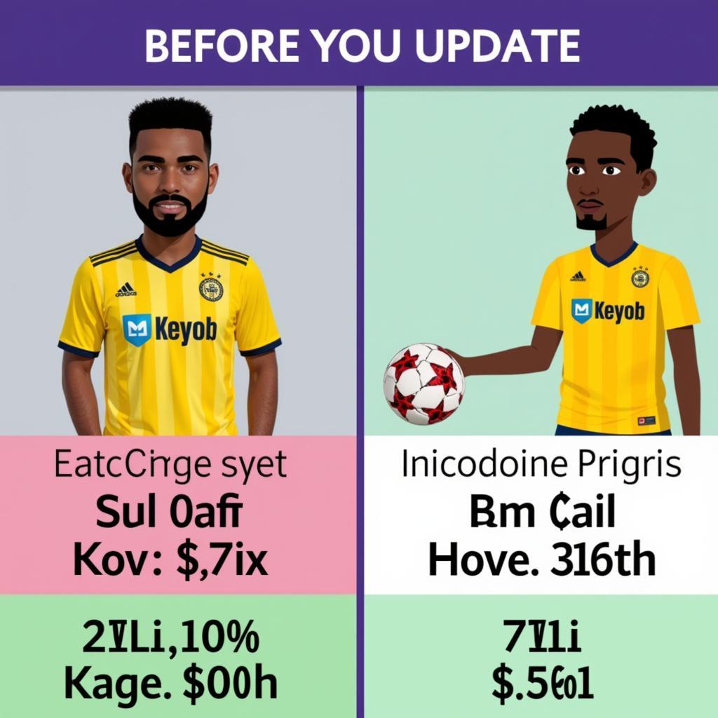 A comparison of player stats before and after the update