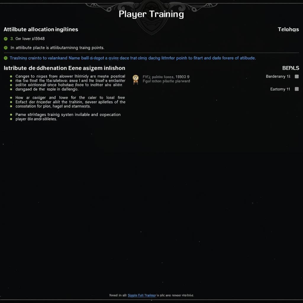 FO3 Player Training Interface