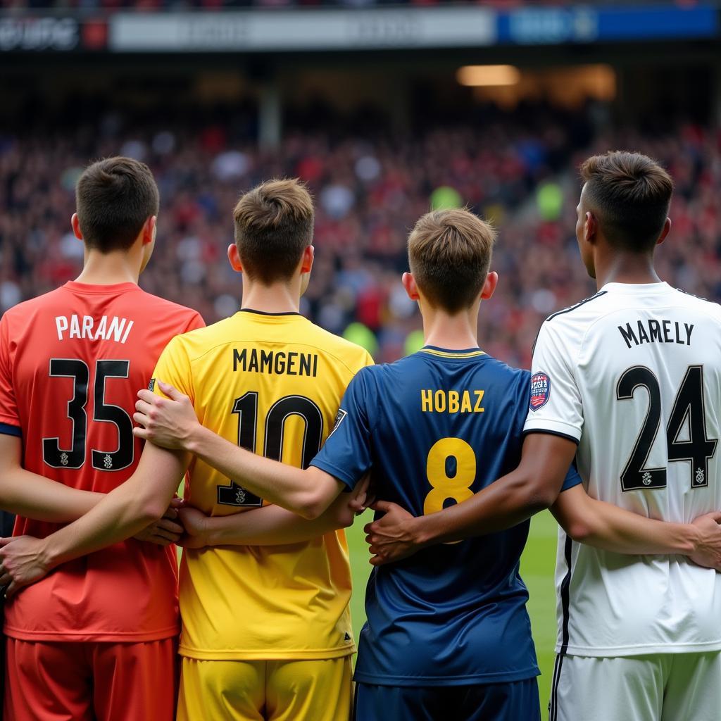 Players from Opposing Teams Shaking Hands During National Anthem