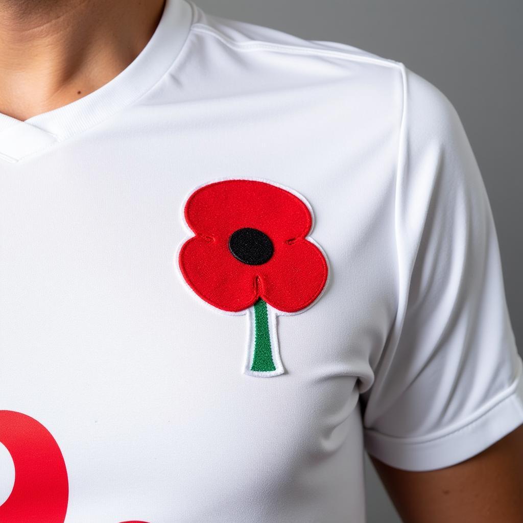 English football shirt with a poppy emblem