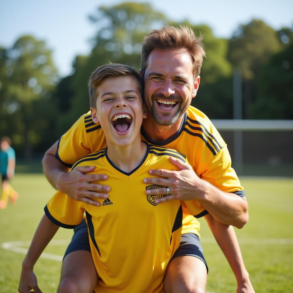 Positive Father-Son Football Moment