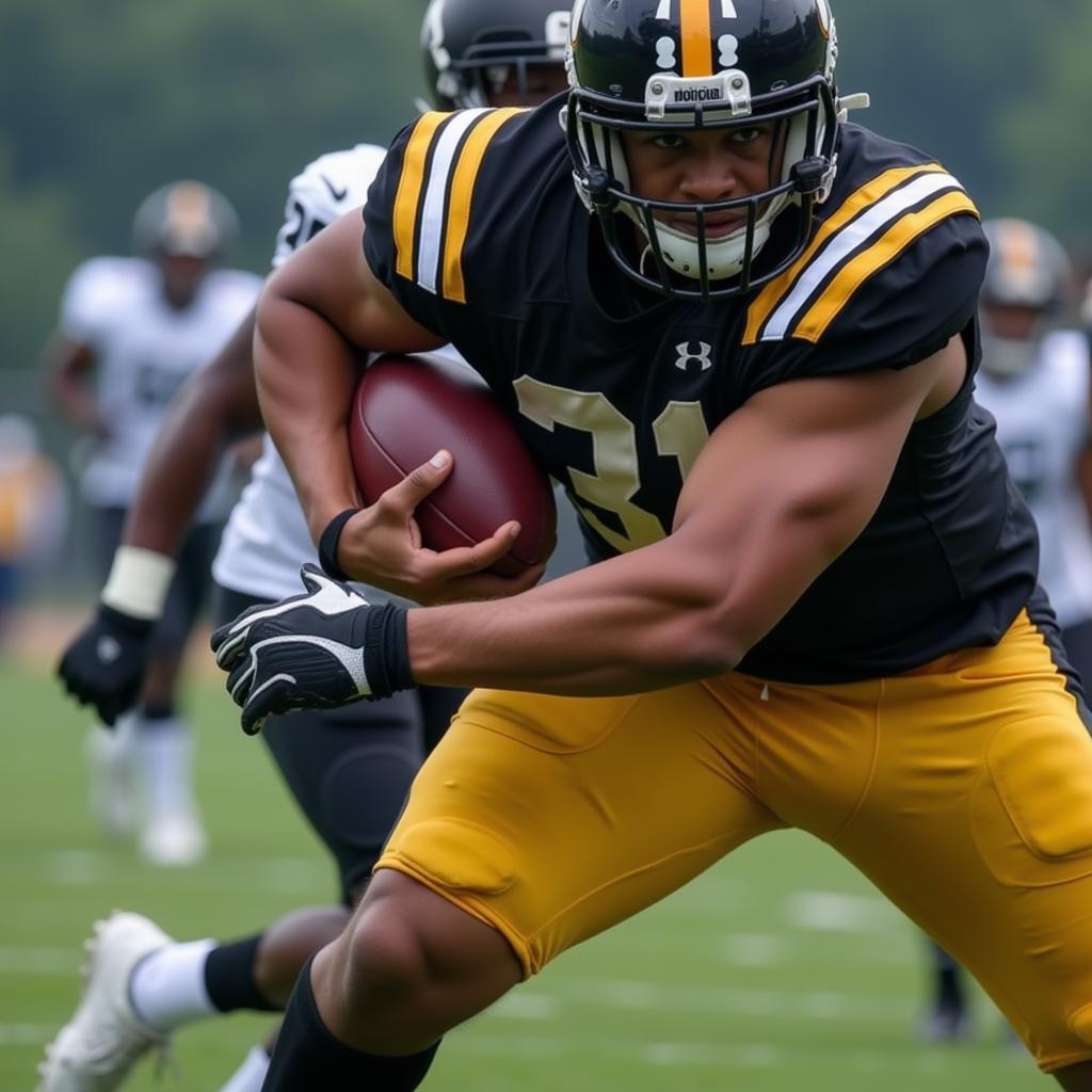 Football Player Demonstrating Powerful Arm Swing