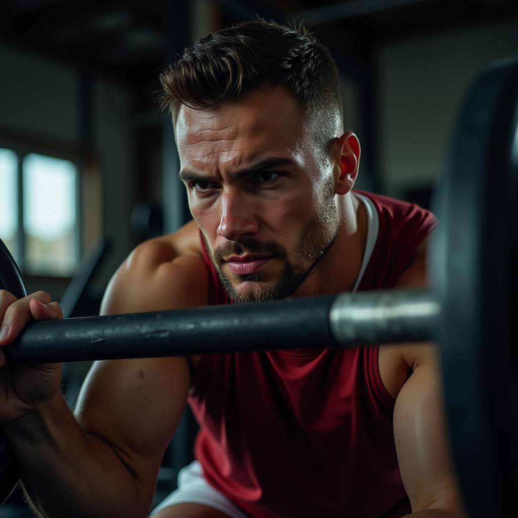 Footballer Engaging in Intense Training