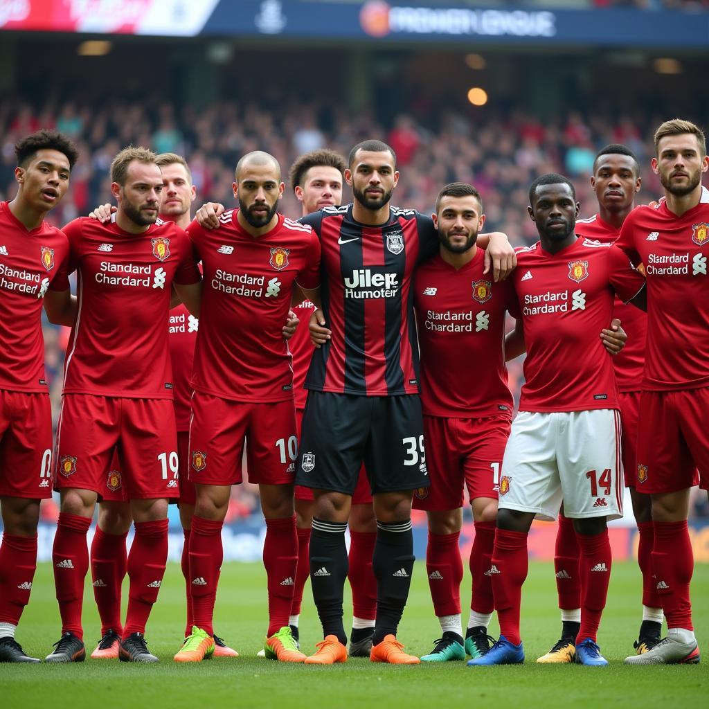 Premier League team photo with players in their kits.