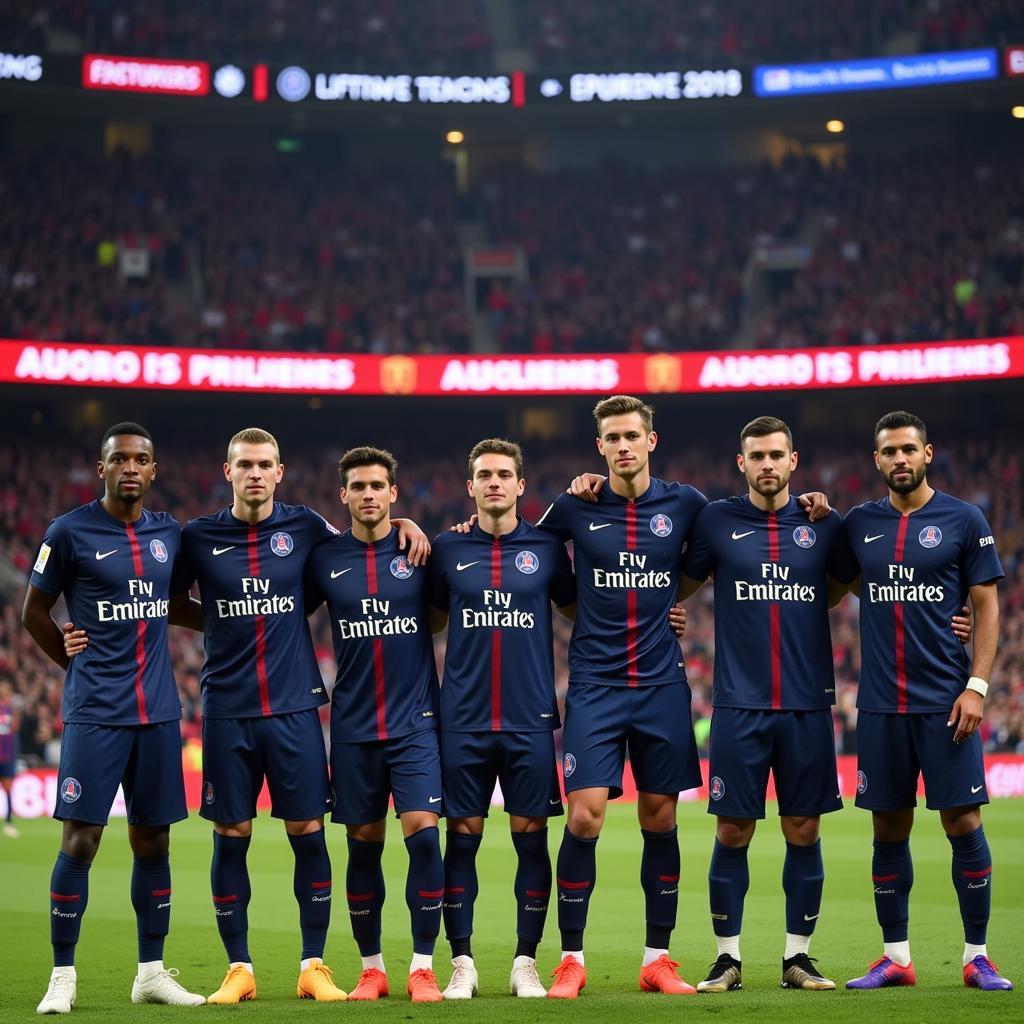 PSG players lining up before a match