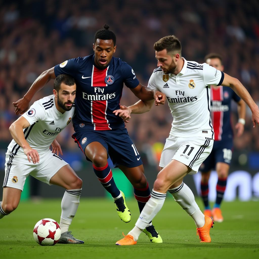 PSG and Real Madrid players clash in a heated encounter