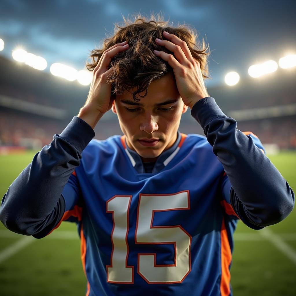 Football Player Facing Pressure