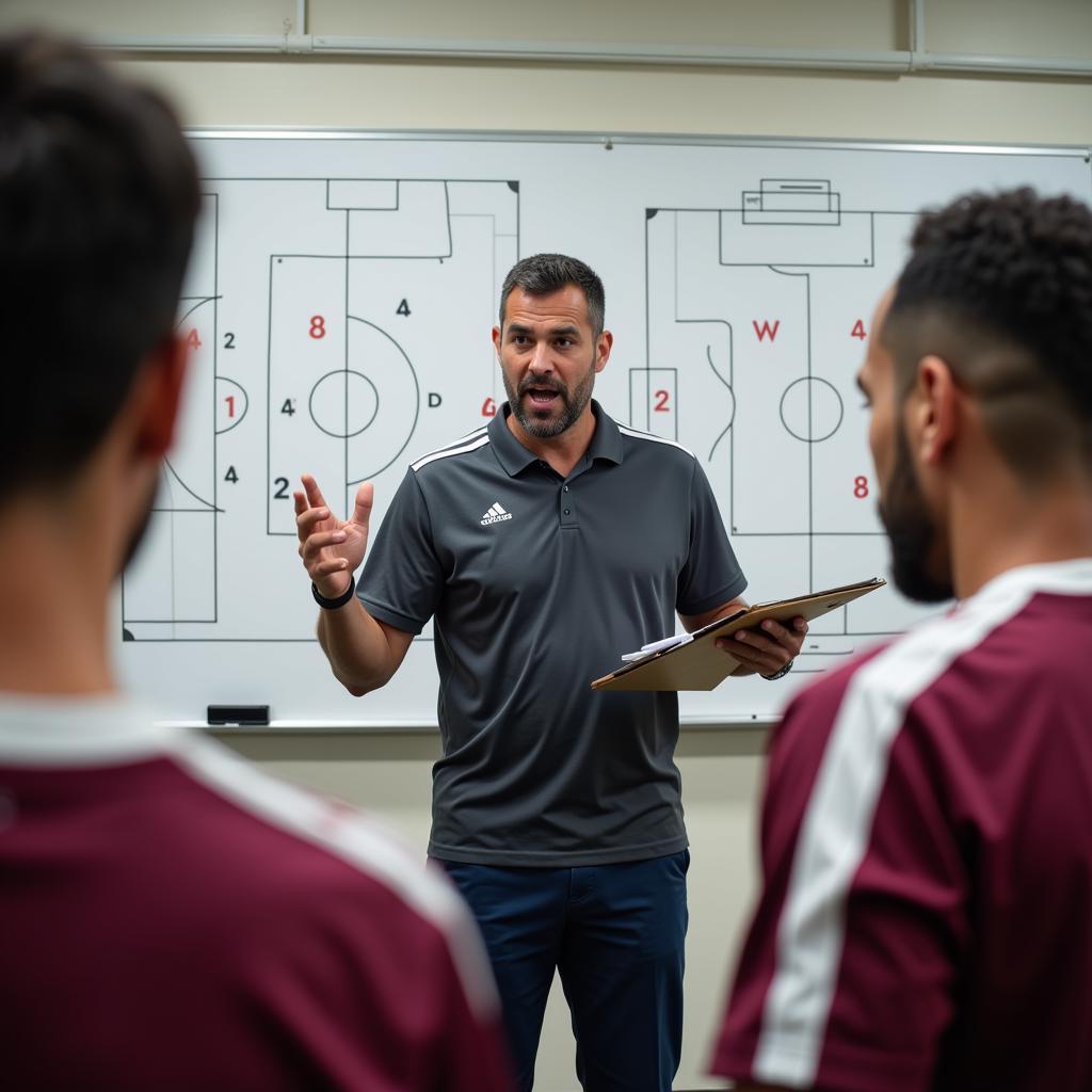 Expert Football Coach Guiding Players in Qatar