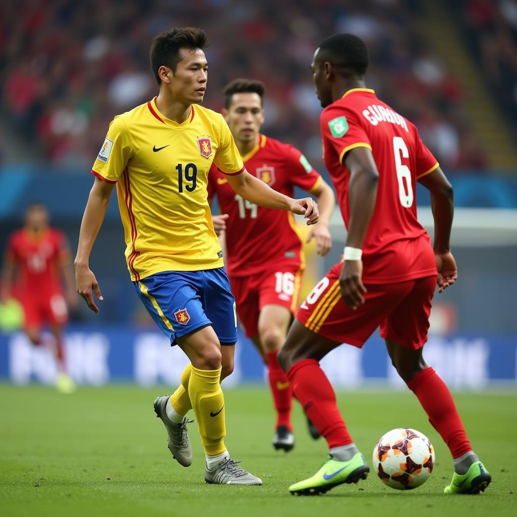 Quang Hai in action for the Vietnamese national team