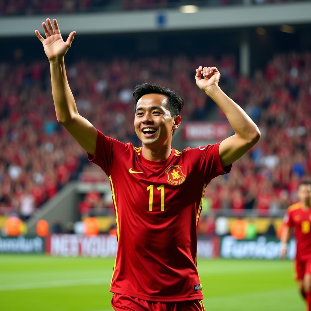 Quang Hai celebrating a goal for the Vietnamese national team