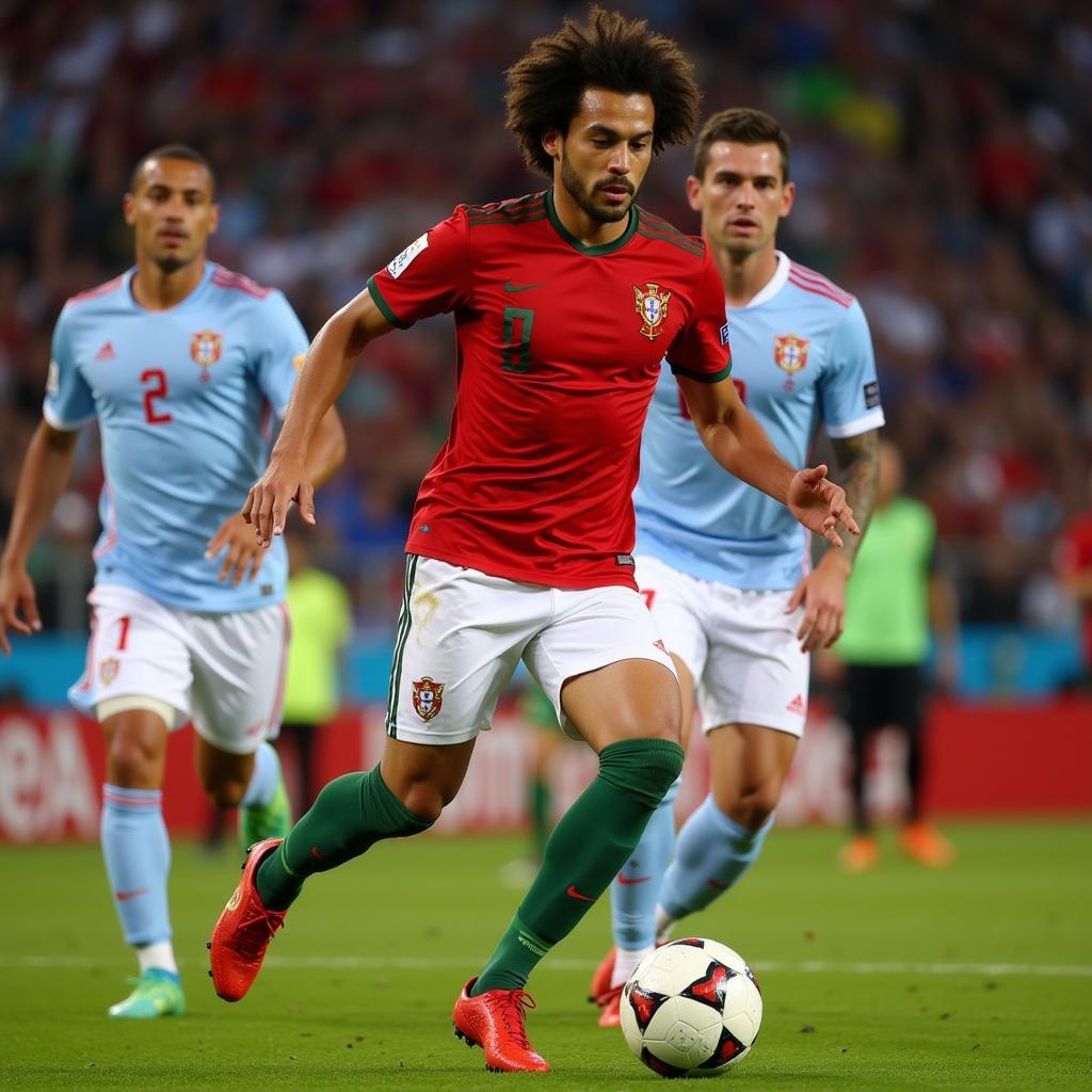 Raphael Leao in action for the Portuguese national team