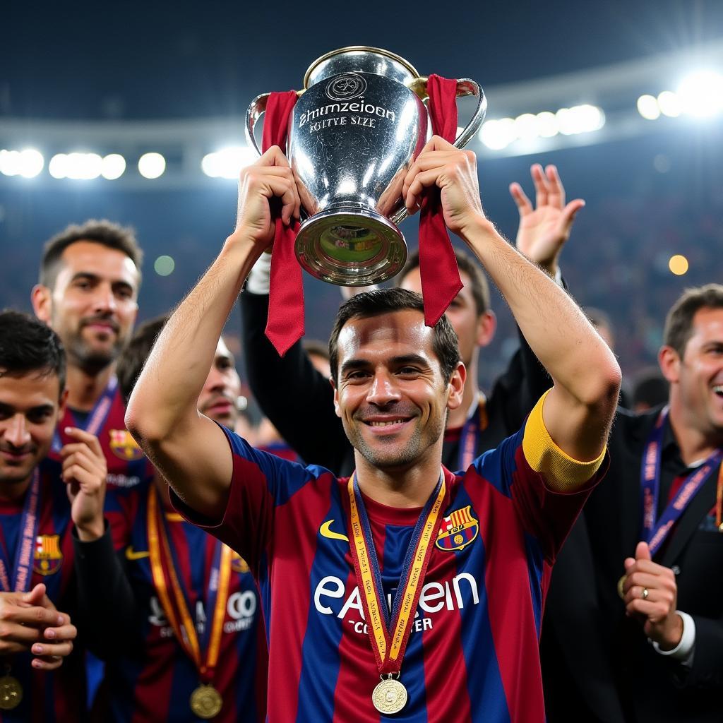 Raphael Marquez Lifting the Champions League Trophy