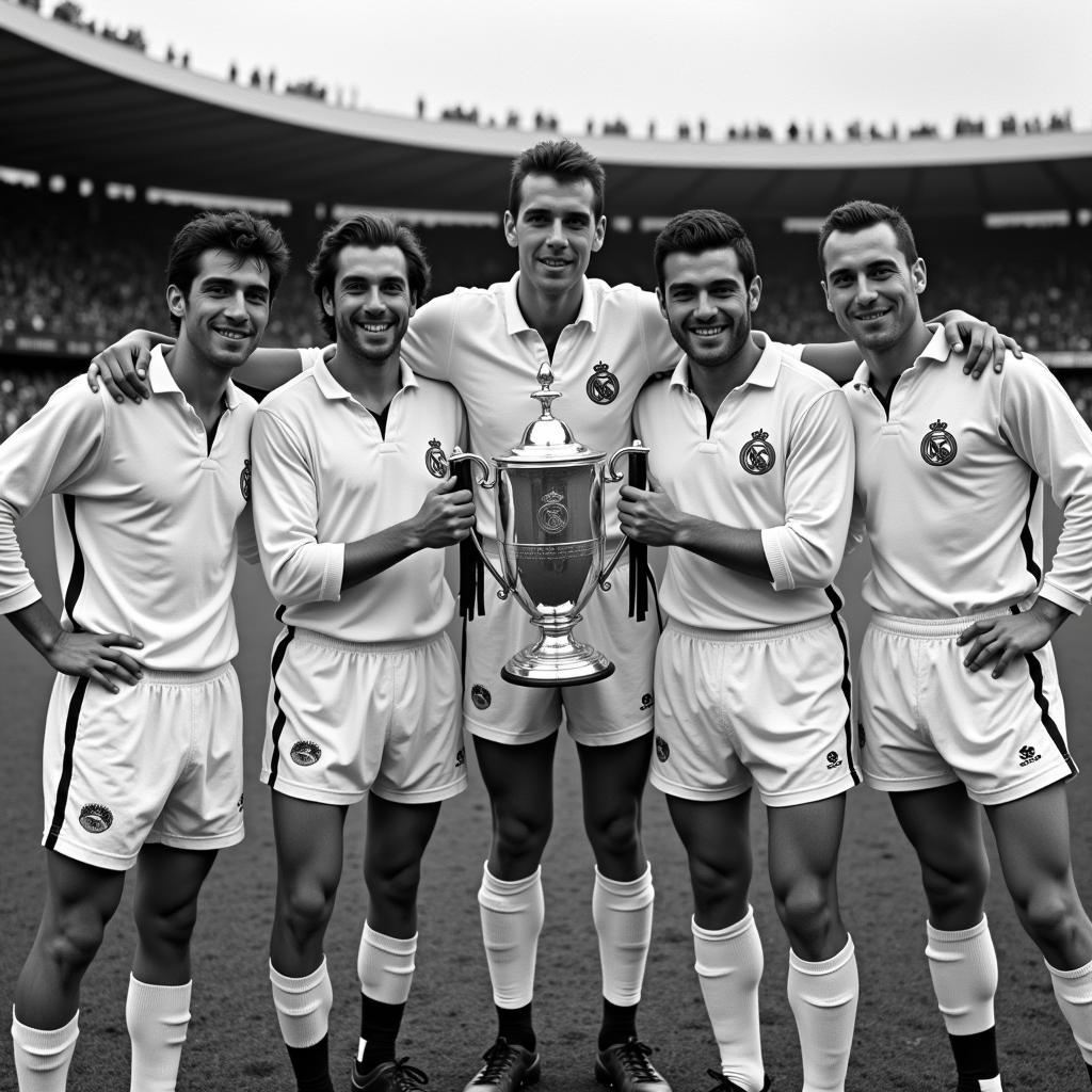 Real Madrid legends with the European Cup