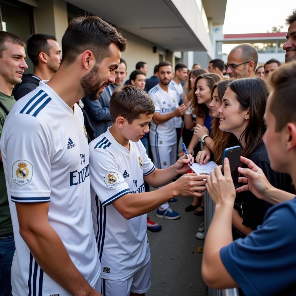 Real Madrid Players Interacting with Fans