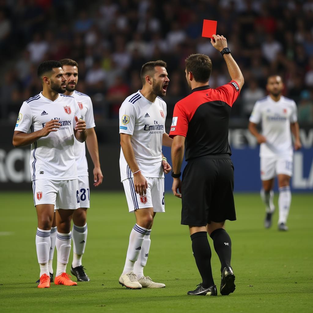 Red Card Given After a Dangerous Tackle in UAE Football