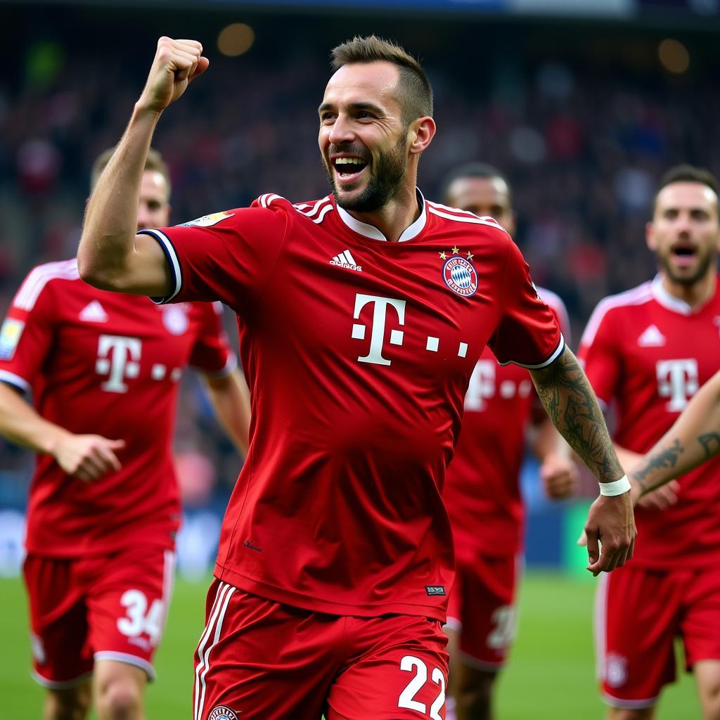 Franck Ribery Celebrating a Goal for Bayern Munich