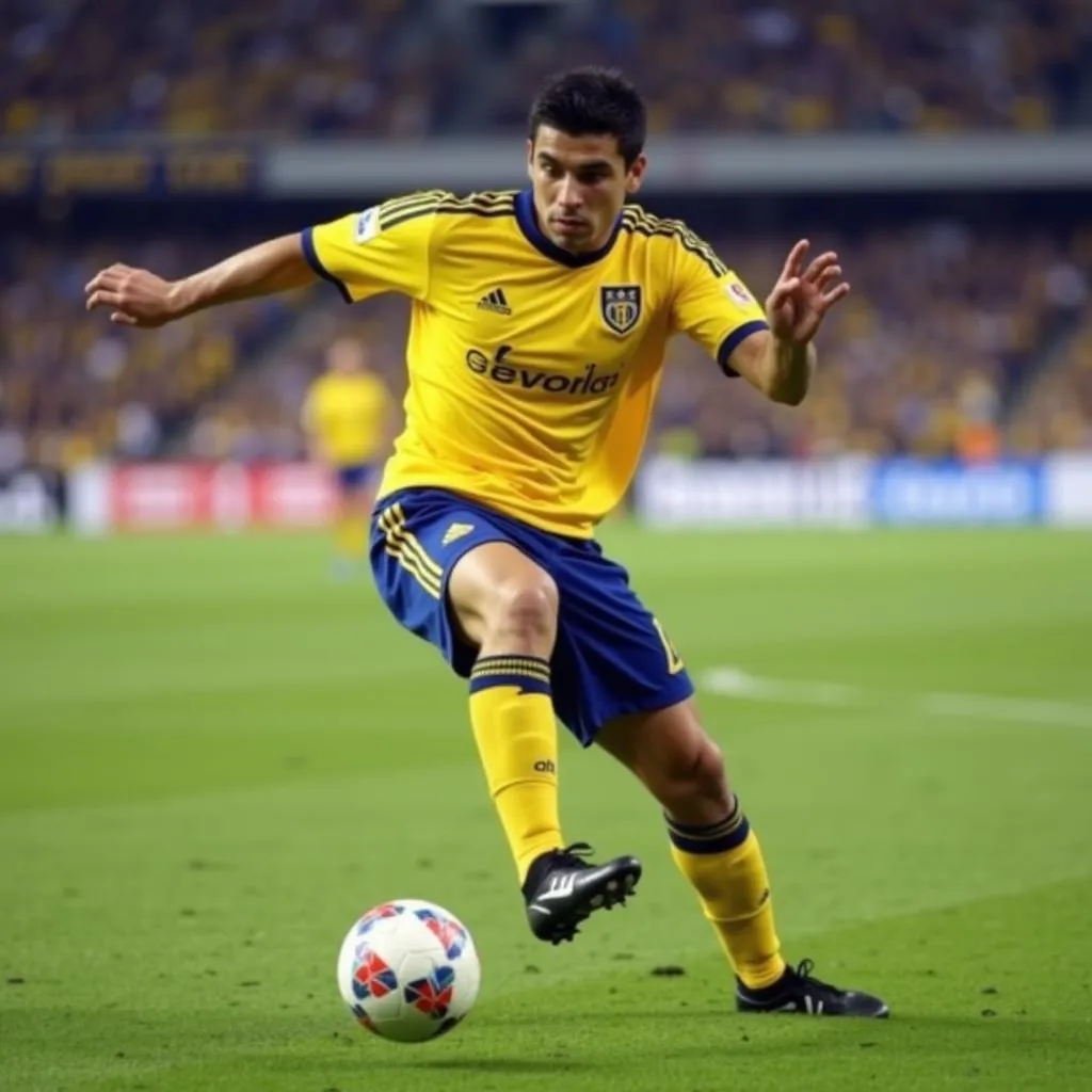 Juan Román Riquelme taking a free-kick for Villarreal