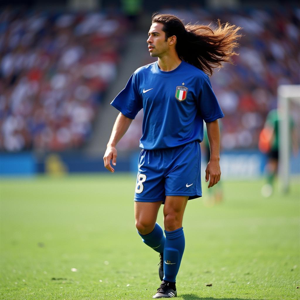 Roberto Baggio playing for Italy in the 1994 World Cup