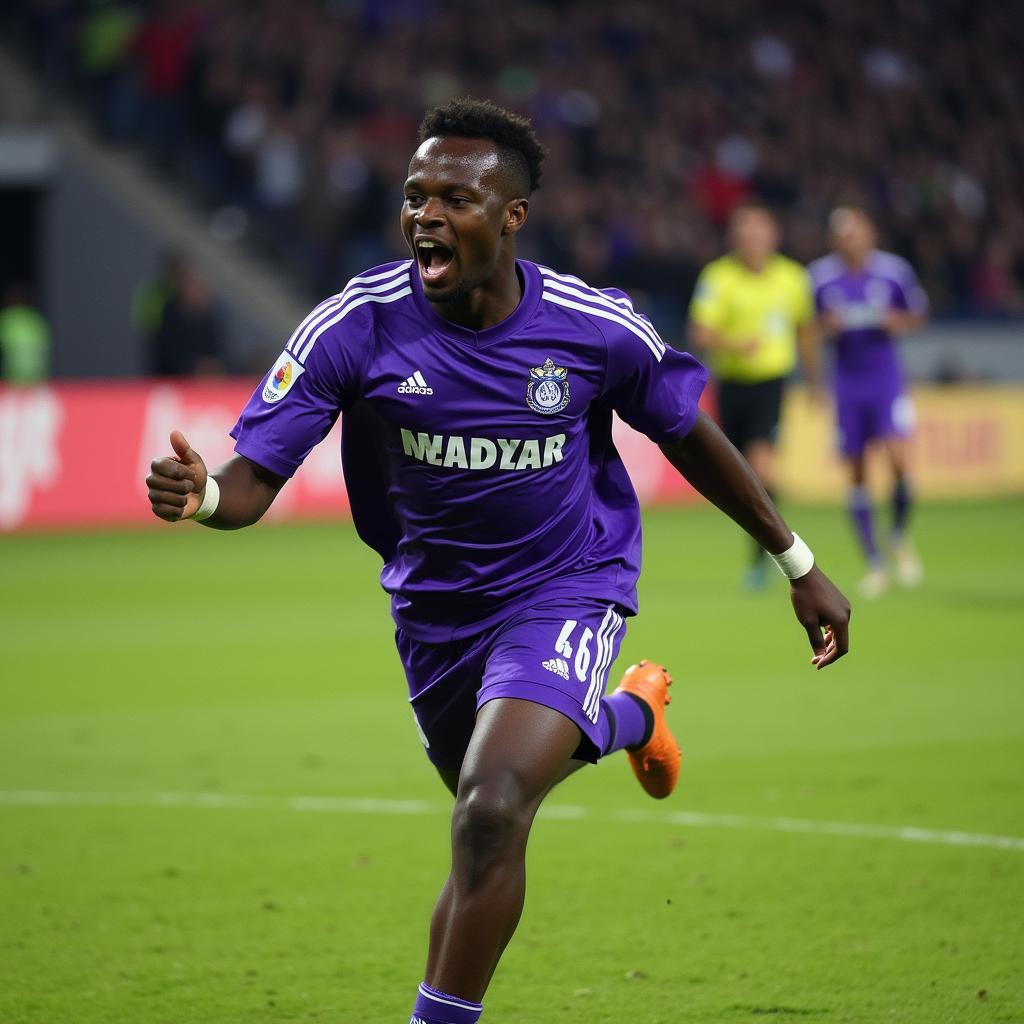 Romelu Lukaku celebrates a goal during his time at Anderlecht