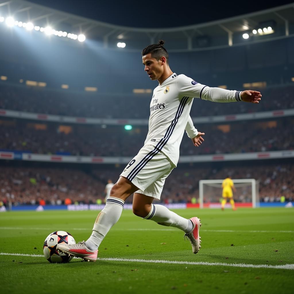 Cristiano Ronaldo preparing for a free-kick