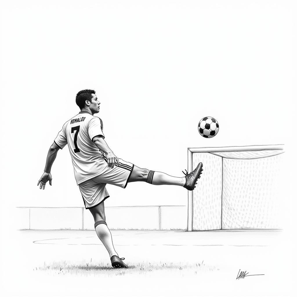 Ronaldo Free Kick: A Pencil Drawing of a World Cup Goal