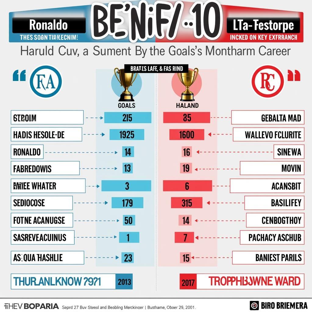 Ronaldo and Haaland Career Stats Comparison