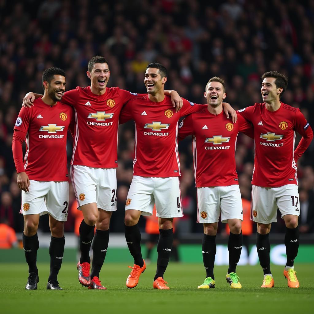 Ronaldo with his Manchester United teammates