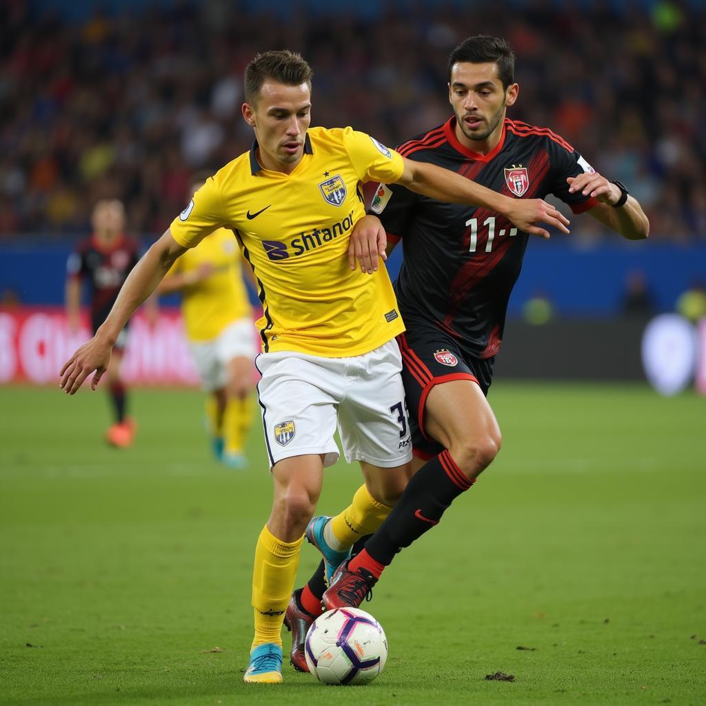 Roque Mesa controlling the midfield during a match.